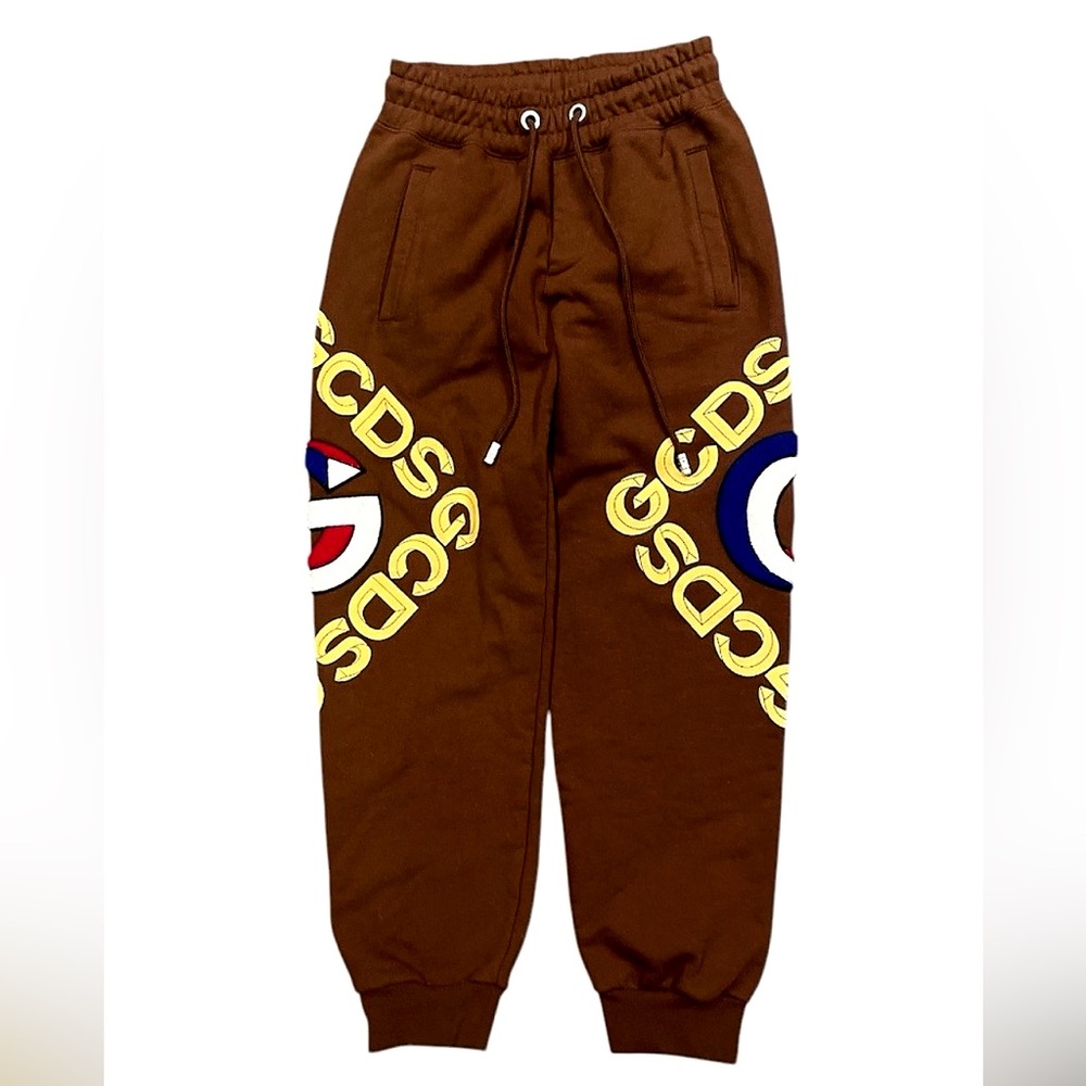 GCDS Chenille Logo Sweatpants Brown Graphic Designer Y2K Streetwear